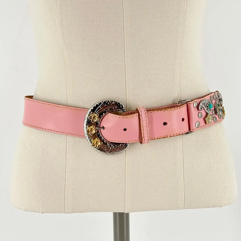 Y2K pink western belt bling bejeweled 2000s vintage